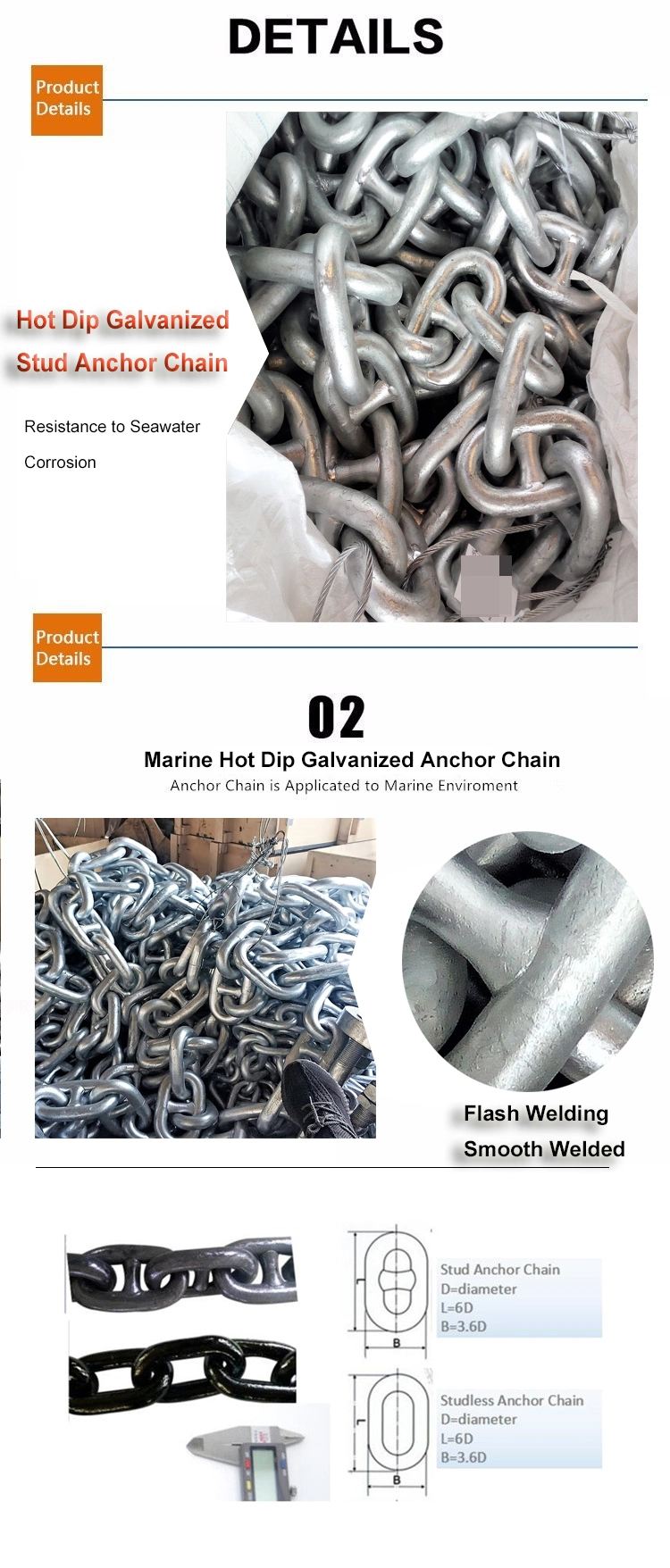 Hot DIP Galvanized Stud Link Marine Anchor Chain and Accessories