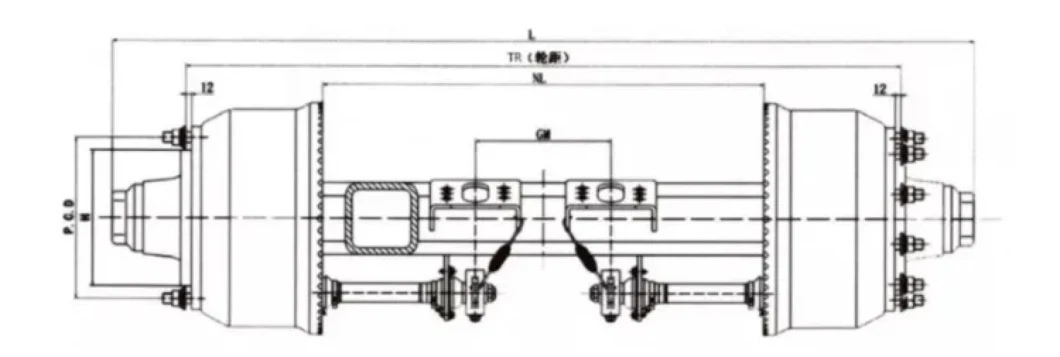 16t External Type Brake Drum Axle for Trailer Parts